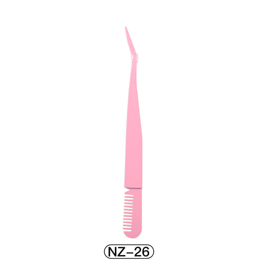 Stainless Steel 2 in 1 Eyelash Tweezers and Curling Clip Beauty Tool