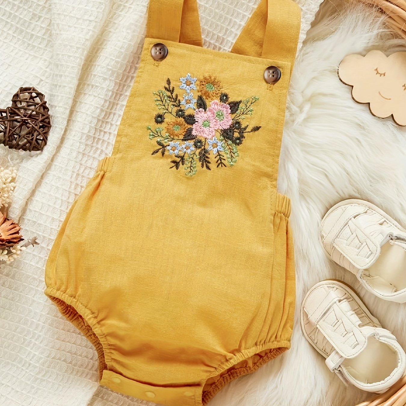 Baby Girls Embroidered Sleeveless Onesie Clothes