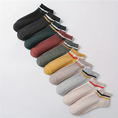 10 Pairs Striped Short Socks Soft & Lightweight Low Cut All