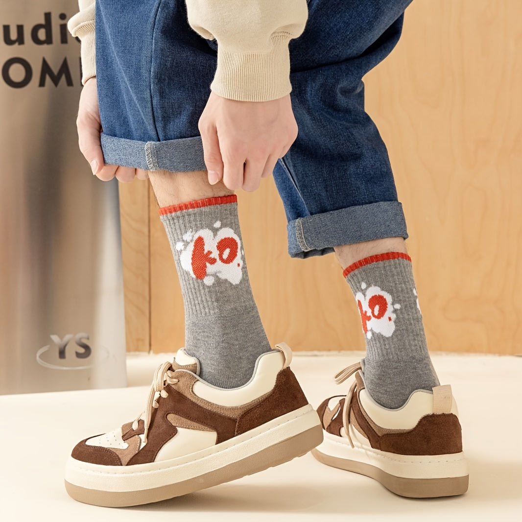 5 Pairs Letter Print Socks Women's Mid Tube Stockings