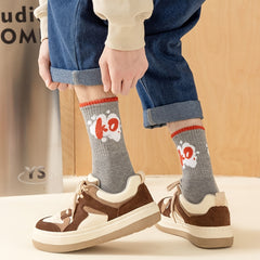 5 Pairs Letter Print Socks Women's Mid Tube Stockings