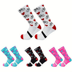 Bicycle Love Pattern Cycling Calf Socks - Outdoor Sports