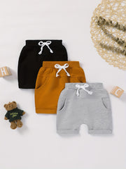 Boys Comfy Cotton Pocket Shorts, Multicolor Options