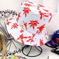 Maple Leaf Graffiti Foldable Bucket Hat Men Women Sun Outdoor Basin Hat