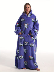 Sherpa Fleece Hooded TV Blanket with Pockets & Koala Print Nightgown