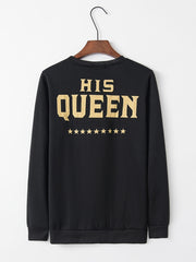 Letter and Star Print Crew Neck Sweatshirt