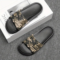 Men's Camo Outdoor Slides, Summer Casual Walking Slippers