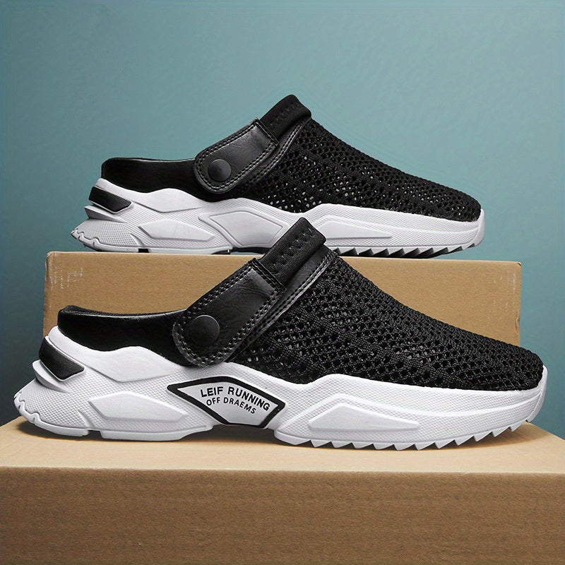 Men's Breathable Slip On Knitted Clog Sandals Casual Outdoor Walking Shoes