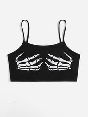 Halloween Skull Hands Print Seamless Sports Bra