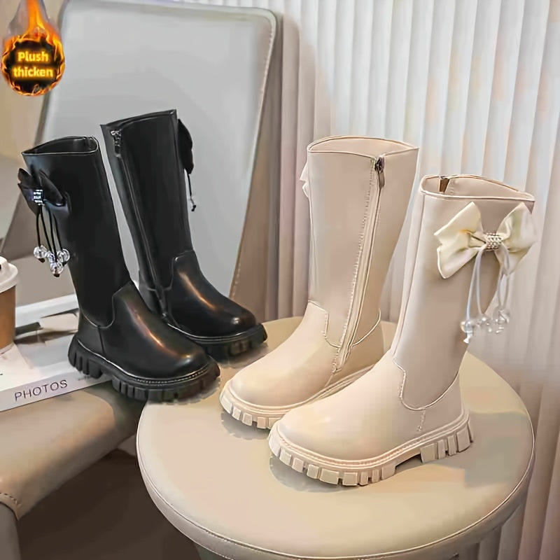 JIAGEYA Solid Knee High Boots for Girls