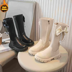 JIAGEYA Solid Knee High Boots for Girls