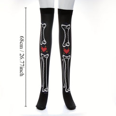Bone Pattern Stockings Halloween Costumes Knee High Socks Cosplay