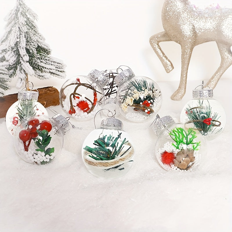 12pcs Transparent Christmas Ball Pendants Tree Hanging Decoration