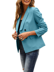 Lapel Solid Blazer Long Sleeve Work Office Outerwear Women's Clothing