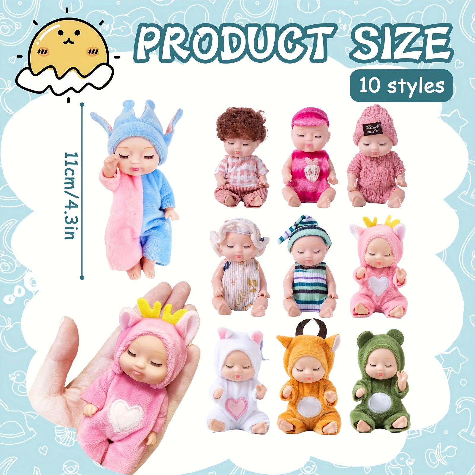 10pcs Mini Baby Toys 10 Realistic Animal Costume Dolls Mixed Dolls
