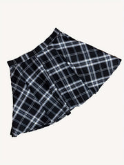Plaid Print Mini Skirts Casual Ruched Comfy Daily Skirts