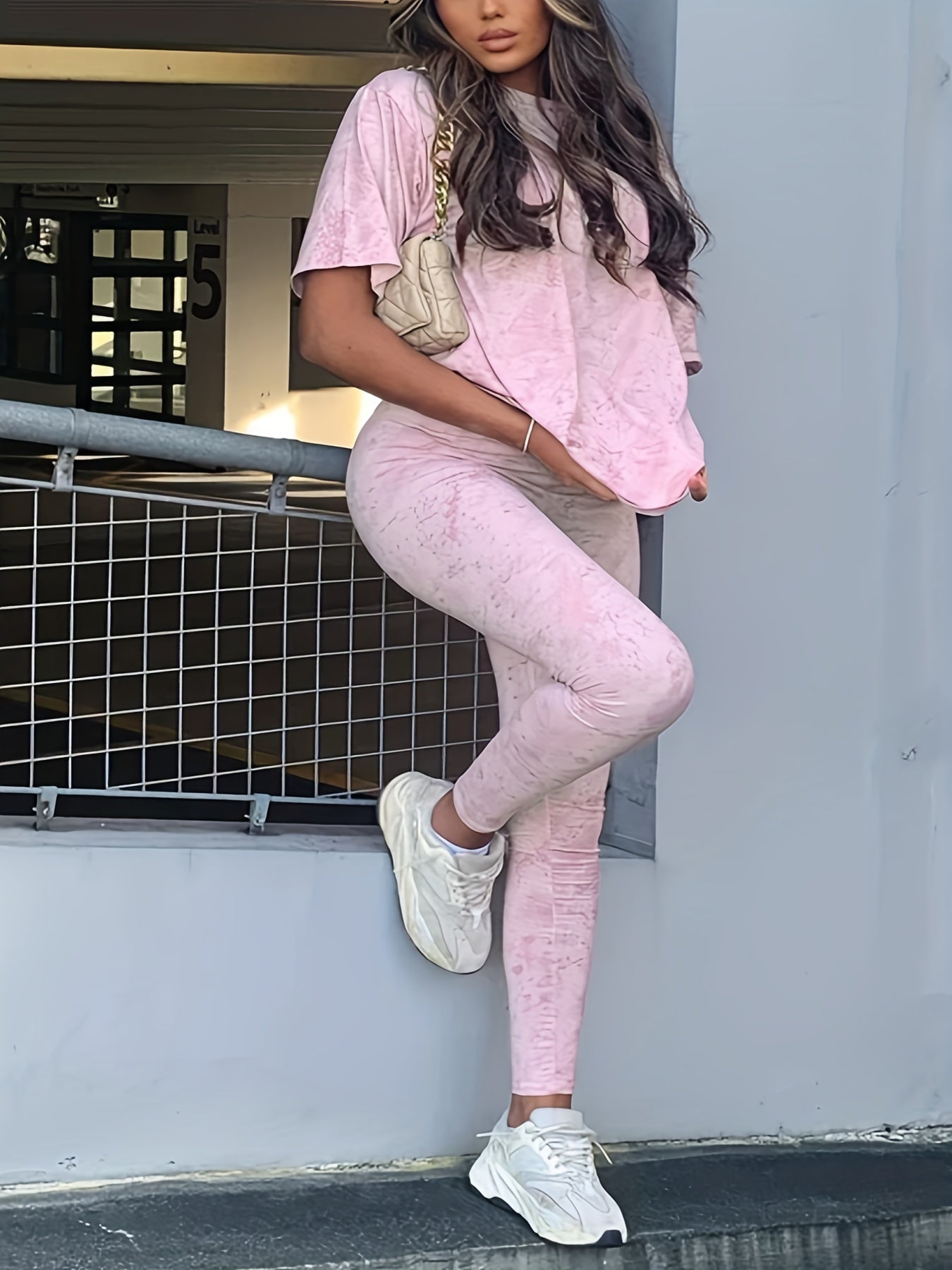 Women's Plus Tie Dye Tee & Leggings Set