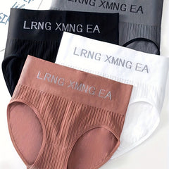 4pcs Letter Print Briefs High Waist Stretchy Intimates Panties