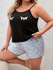 Eyelash Print Cami & Shorts Pajama Set