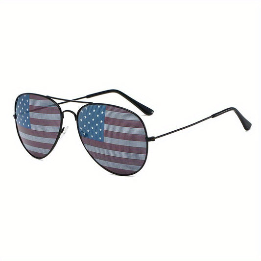 Men's American Flag Sunglasses Metal Frame