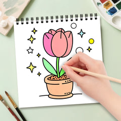 24 Page Plant & Flower Coloring Book Spiral Binding Adult Drawing Book