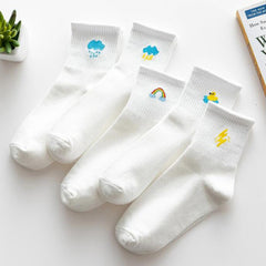 5 Pairs Women's Weather Pattern Ankle Socks Mid Tube Socks