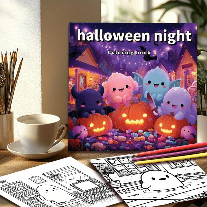 Halloween Night Coloring Book - Single Sided Printing - 22 Pages Thick Paper