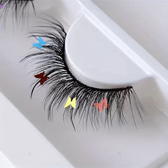 Butterfly Glitter False Eyelashes Rainbow Nightclub Masquerade Exaggerated Soft