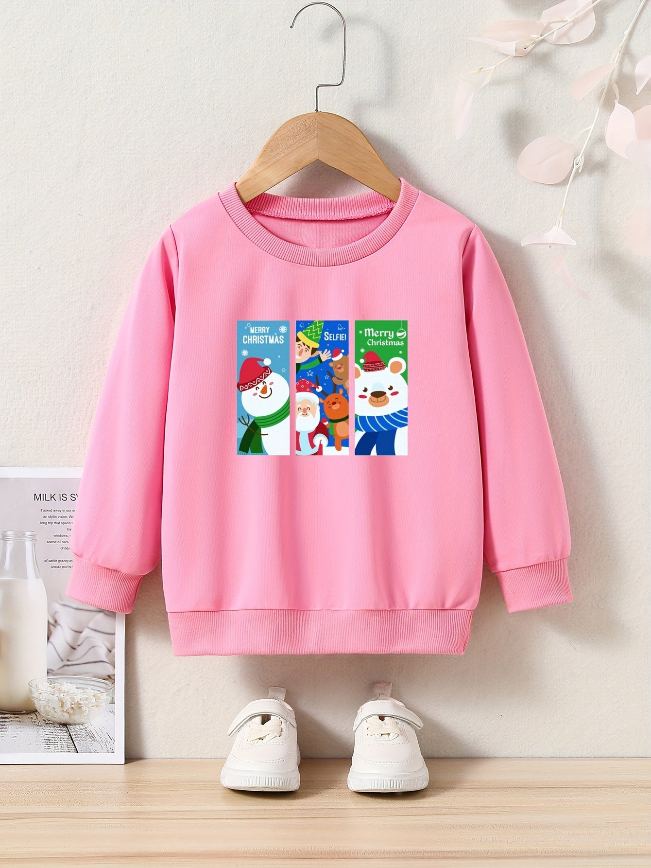 Cartoon Pattern Long Sleeve Pullover Girls Sweatshirt