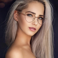 Round Frame Light Blocking Eyestrain Clear Glasses For Women