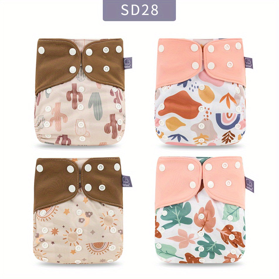 Elinfant 4pcs Reusable Waterproof Baby Cloth Diaper