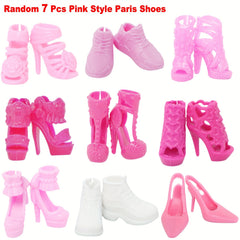 Doll Shoe Accessories Set - 7pcs/10pcs Colorful High Heels Sandals Flats Boots