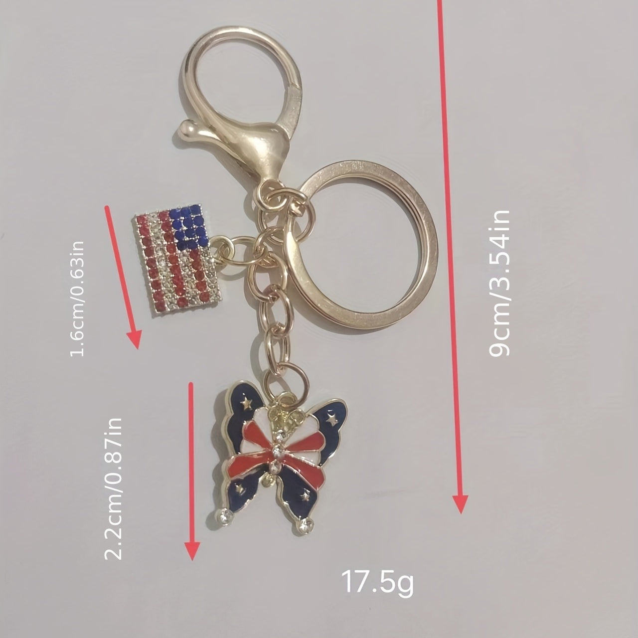 Patriotic Keychain with Diamond Decoration