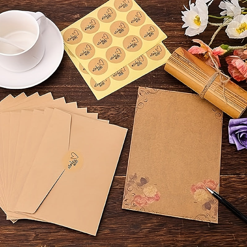 60pcs Antique Envelopes & Stationary Paper Set with Sealing Stickers