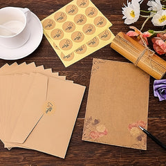 60pcs Antique Envelopes & Stationary Paper Set with Sealing Stickers