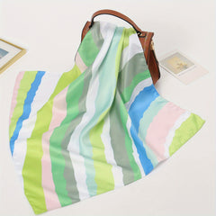 Colorful Striped Square Scarf Printed Casual Bandana Woman Neckerchief