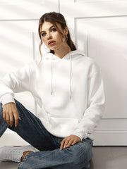 Solid Drawstring Long Sleeve Hoodie with Kangaroo Pocket