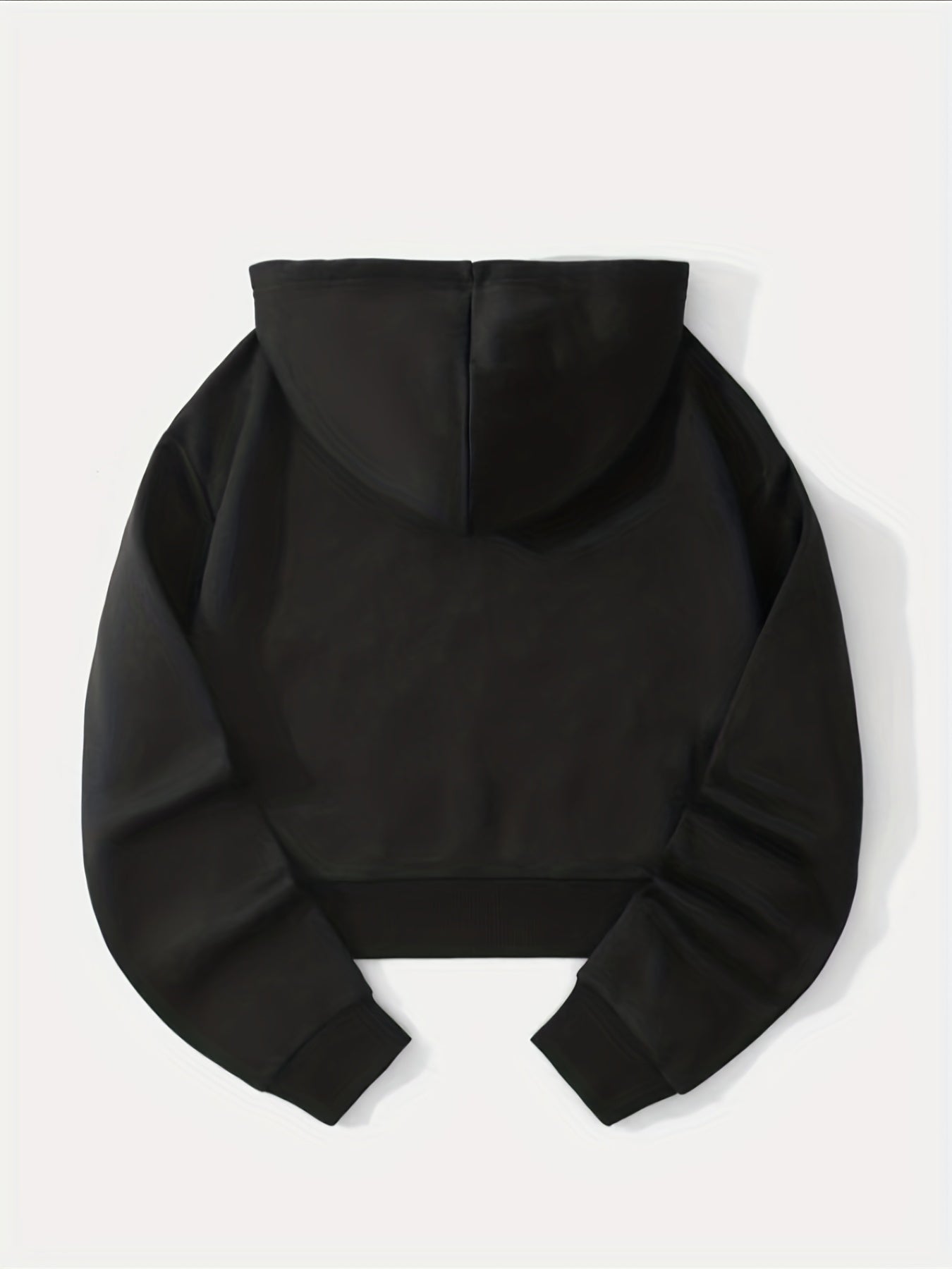 Letter Graphic Drawstring Crop Hoodie Long Sleeve Sweatshirt