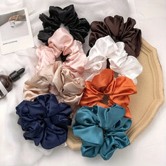 Satin Solid Scrunchies Hair Tie Sweet Style For Women Girls