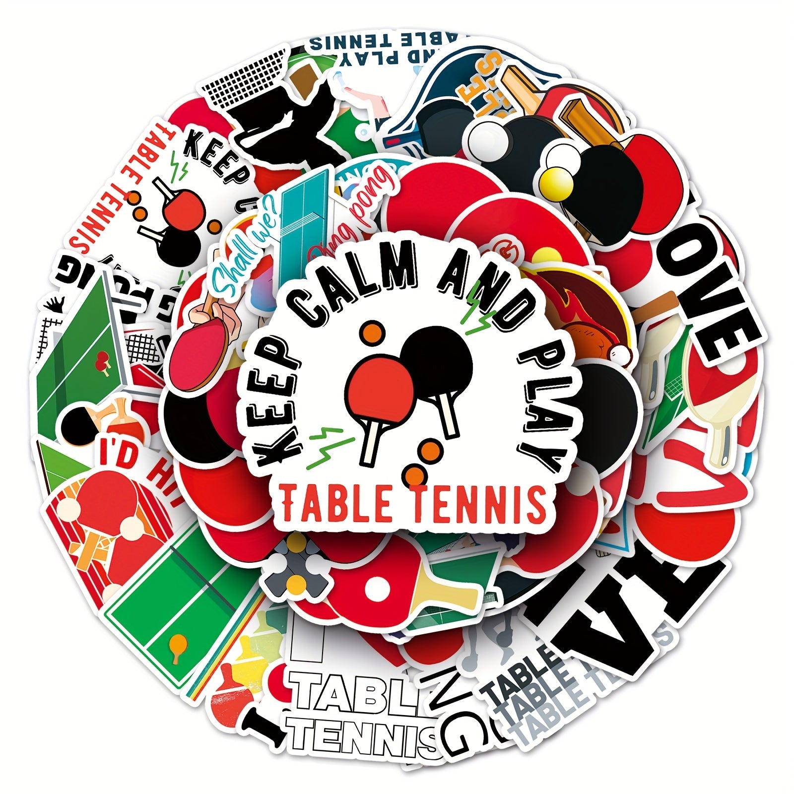 50pcs Table Tennis Graffiti Stickers Waterproof DIY Stickers