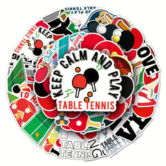 50pcs Table Tennis Graffiti Stickers Waterproof DIY Stickers