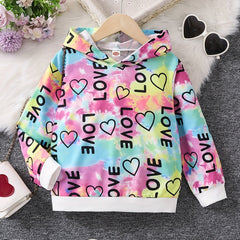 Girls Tie Dye Allover Print Casual Hooded Sweatshirt Pullovers Long Sleeve