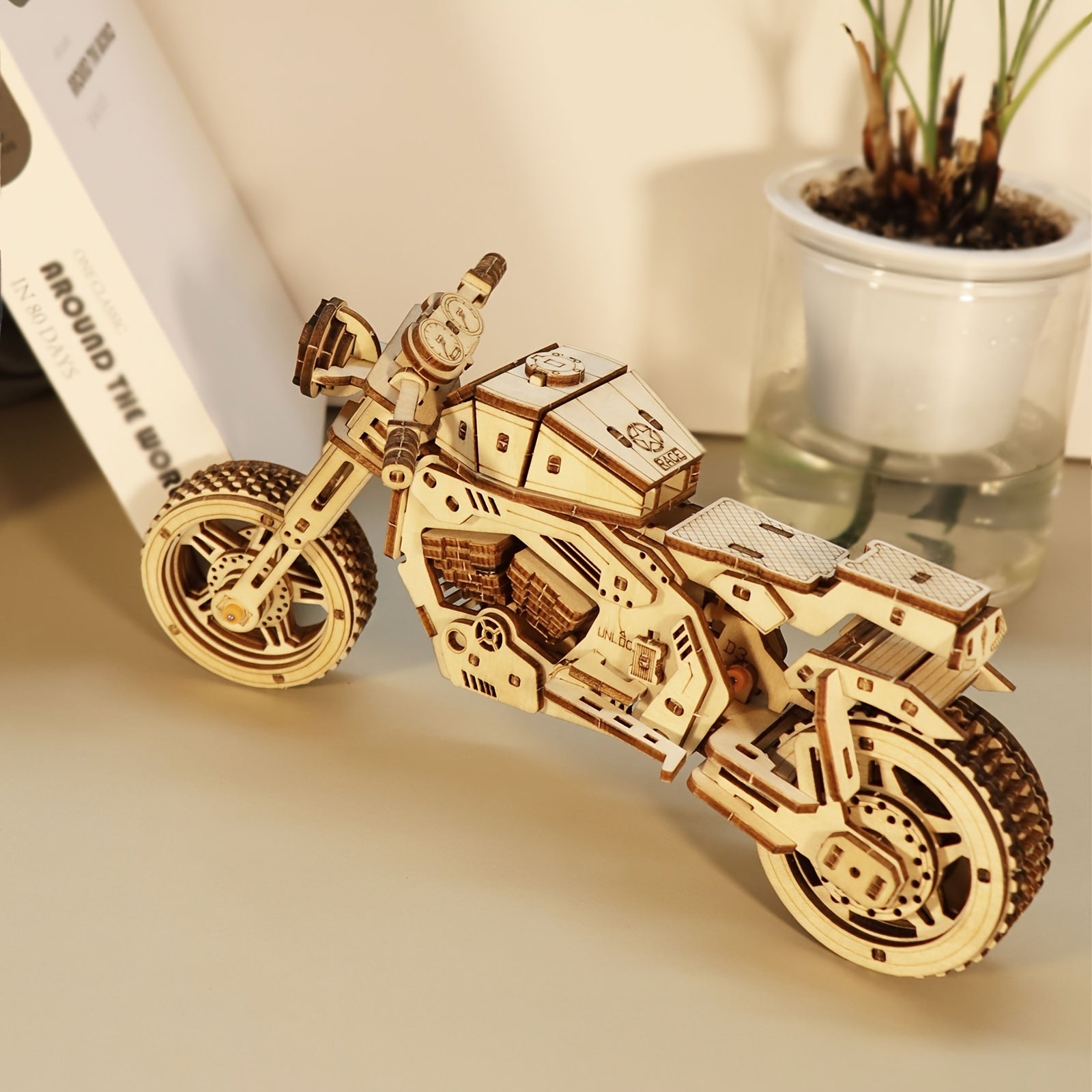 3D Motorcycle Puzzle Model Kit Wooden Craft Gift