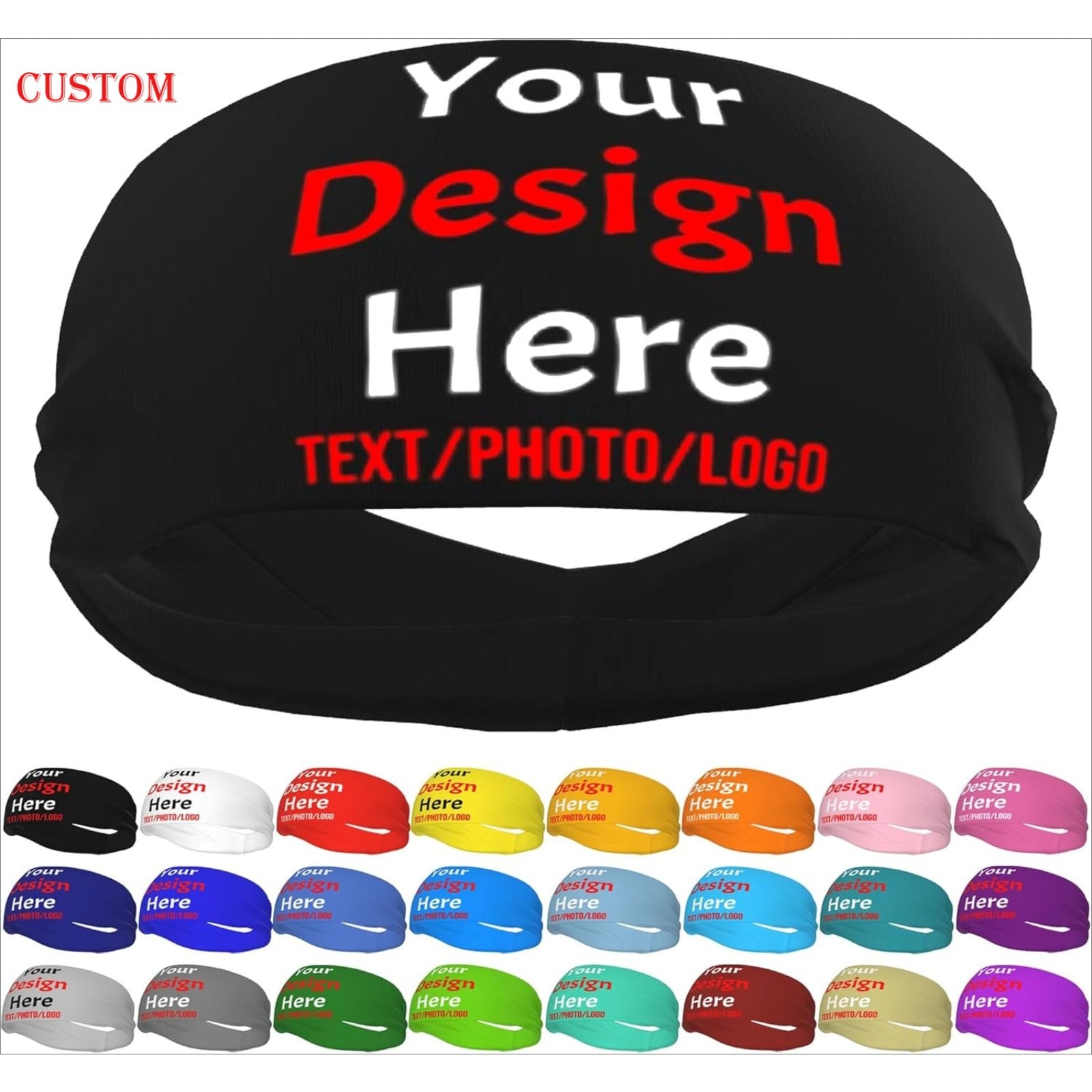 Personalized Sports Headbands with Name Photo Elastic Cl