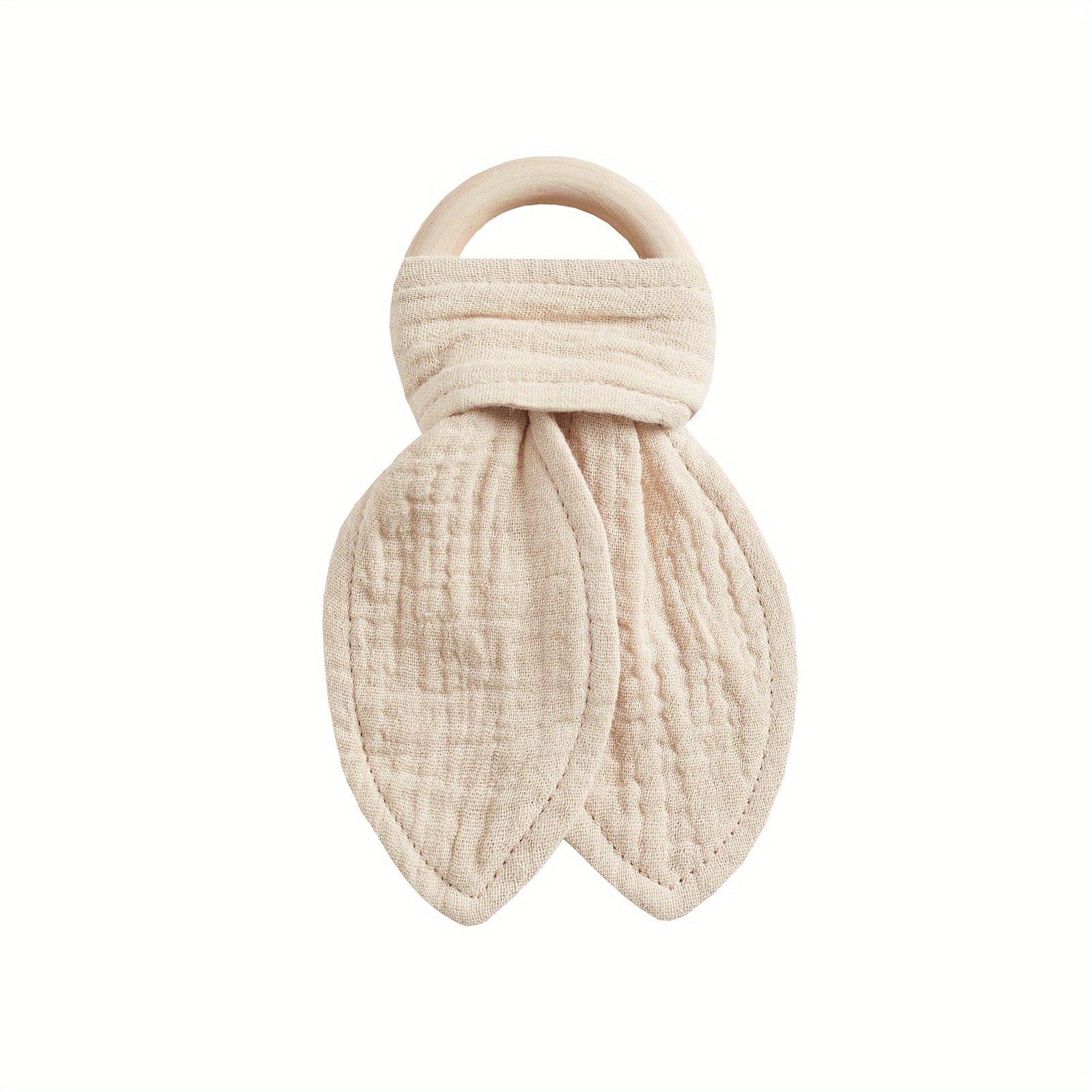 Baby Comforting Blanket Teether 100% Cotton Maple Wood Toy
