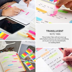 200 Neon Page Markers 5.5in Translucent Index Tabs & Sticky Notes