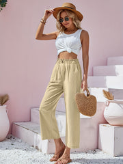 Button Front Straight Leg Pants Spring & Summer