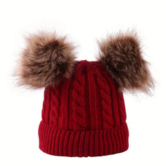 Children's Double Balls Knitted Hat for Autumn and Winter - Warm Keeping Hat