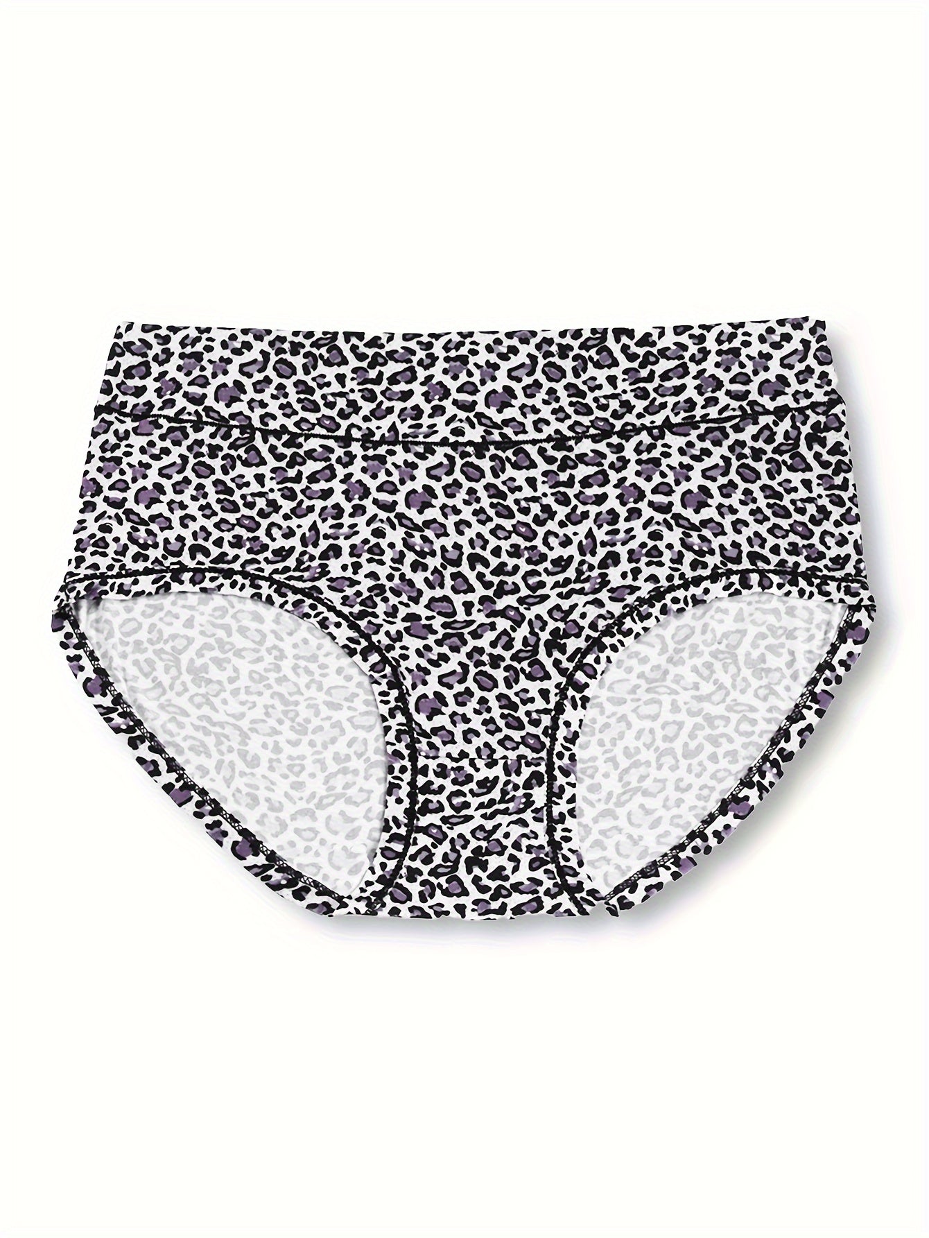 4 Pack Plus Size Sexy Panties Set Leopard Print Briefs Breathable Stretch 4pcs
