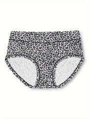 4 Pack Plus Size Sexy Panties Set Leopard Print Briefs Breathable Stretch 4pcs